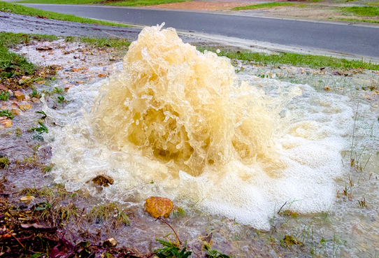 sewer pipe bursting - water leak